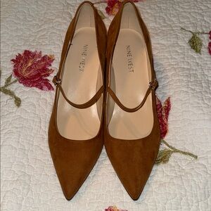 Nine West Faux Suede Pointy Block Heel